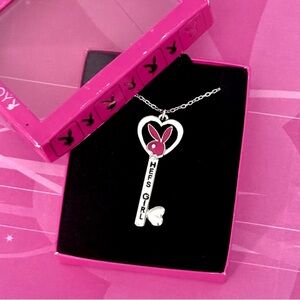 Playboy y2k heart key bunny necklace NWT
